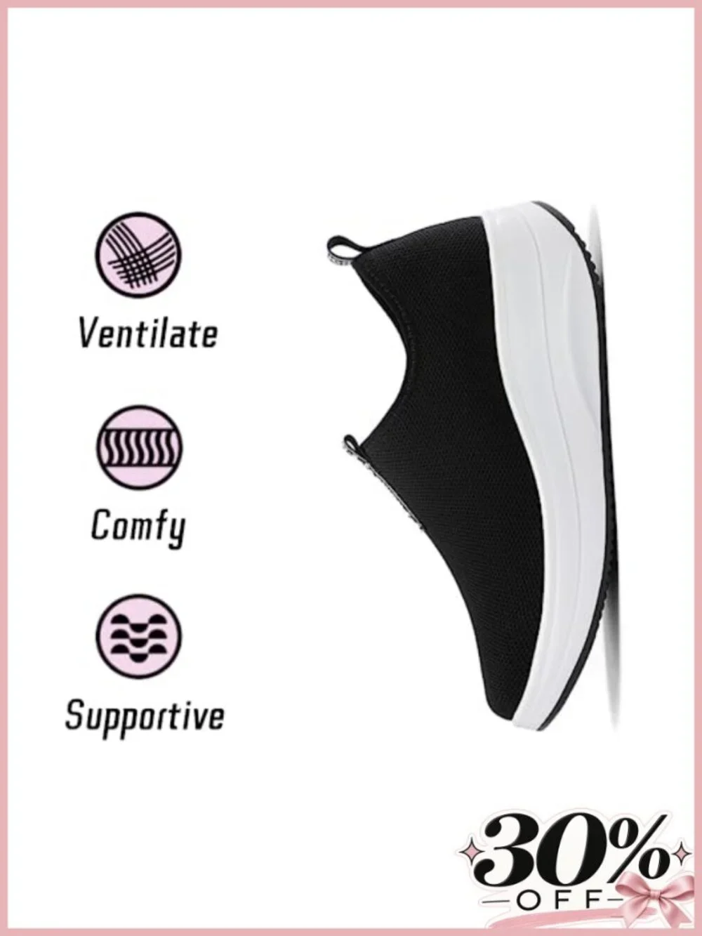 Platform Loafers Slip On Sneakers Lightweight Walking Shoes Cushioned Mesh